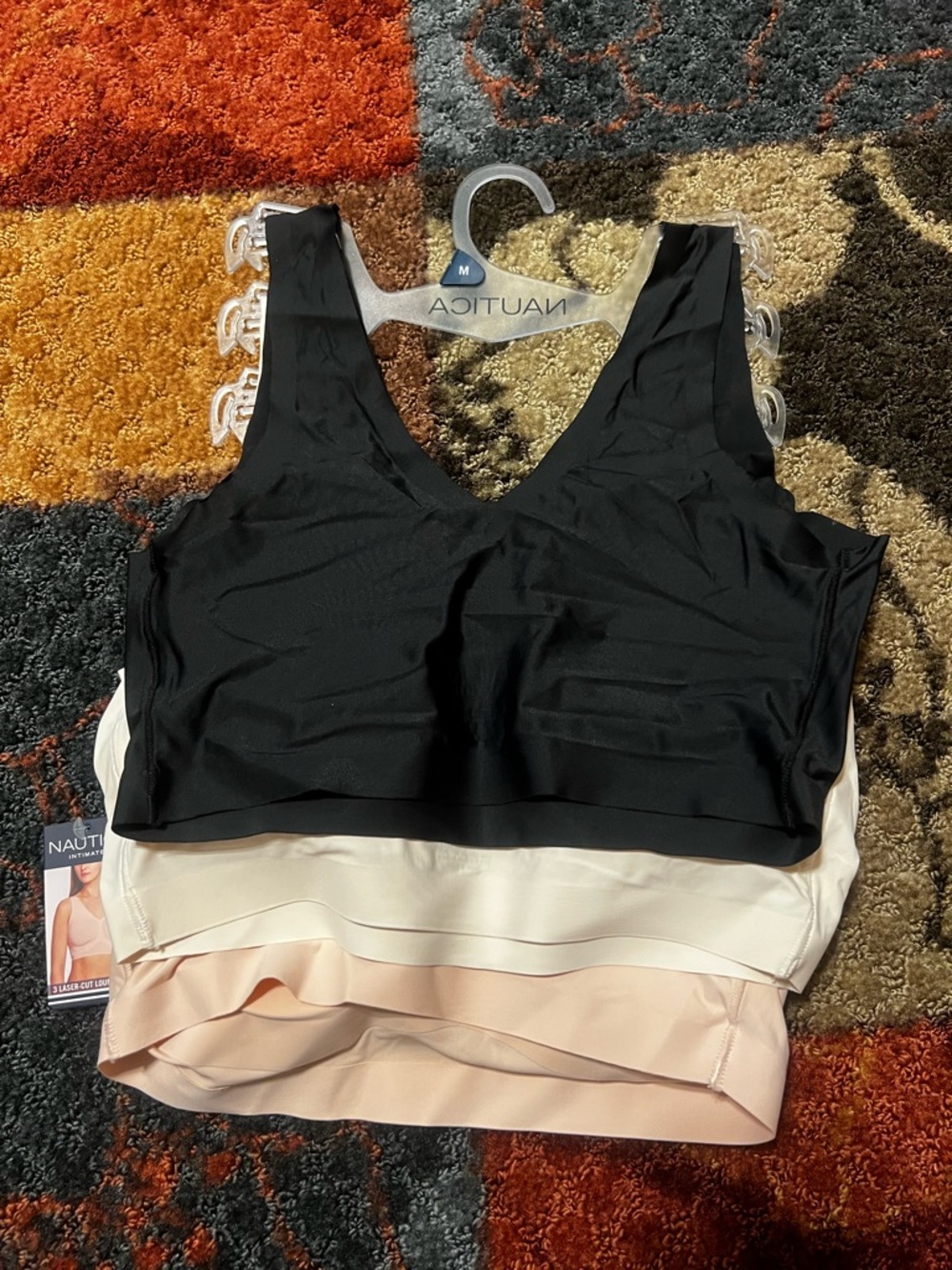 NWT Nautica Laser Cut Lounge Bras - Blush, White, Black (3-Pack) - Picture 2 of 5